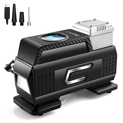Merece Tire Inflator Portable Air Compressor - Cordless Car Tire Air Pump Rechargeable Air Compressor for Car Tires Motorcycle Bike Other Inflatables, Quiet Digital Tire Inflator with Pressure Gauge Merece Tire Inflator Portable Air Compressor - Cordless Car Tire Air Pump Rechargeable Air Compressor for Car Tires Motorcycle Bike Other Inflatables, Quiet Digital Tire Inflator with Pressure Gauge