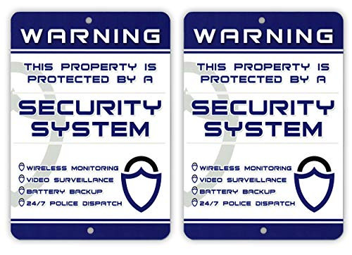 2 Home Security Alarm Security System 7" x 10" Metal Yard Signs - Stock # 719