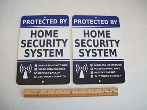 2 Home Security Alarm System 7x10 Metal Yard Signs - Stock # 713