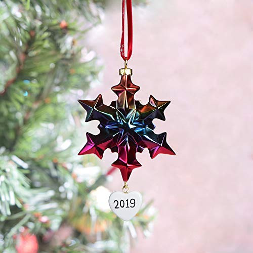 BCSmyer Christmas Snowflake Multi-Color Ornaments 2019,Metalic Annual Edition 2019 Christmas Ornaments (Snowflake-A)