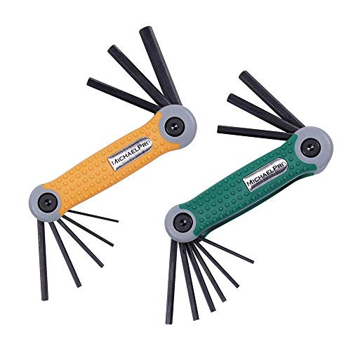 MichaelPro MP001007 Folding Hex Key Allen Wrench Set with SAE and Metric in 17 Sizes, 2 Pack  Durable & Industrial Grade Tool