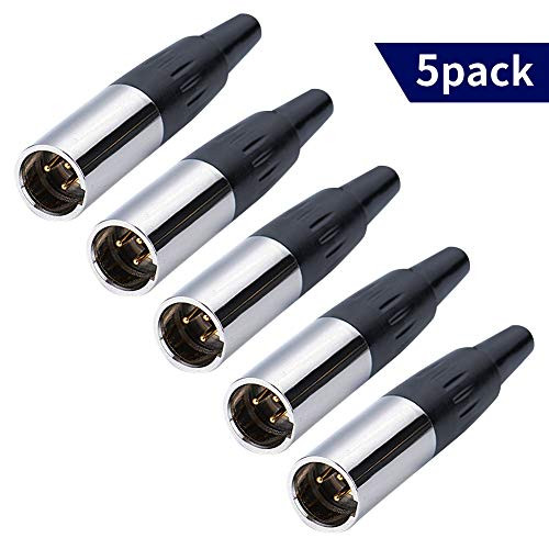 Yeung Qee Mini 3 Pin XLR Male Audio Connector Microphone Cable Socket Adapter (5 Pack)