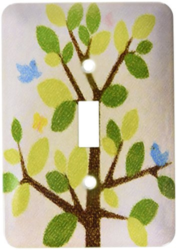 3dRose LLC lsp_33374_1 Mod Green Brown Tree, Single Toggle Switch