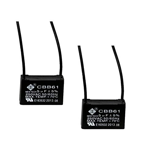 CBB61 5UF 250VAC Ceiling Fan Capacitor for New Tech 50/60HZ 2 Wire (2 pack ?