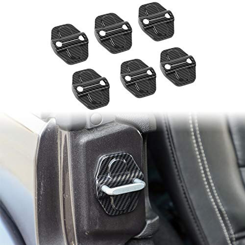 Voodonala for Jeep JL ABS Carbon Fiber Door Lock Covers Protection Trim for 2018-2020 Jeep Wrangler JL JLU Gladiator JT 6PCS