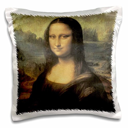 3D Rose Mona Lisa Vintage Art by Leonardo Da Vinci Design Pillowcase, 16" x 16"