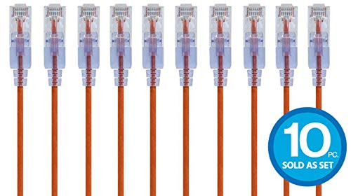 Monoprice Cat6A Ethernet Network Patch Cable - 20 Feet - Orange | 10-Pack, 10G - SlimRun Series