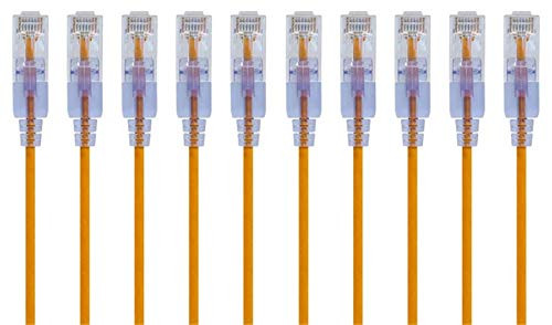 Monoprice 10-Pack SlimRun Cat6A Ethernet Network Patch Cable 10G 2ft Yellow