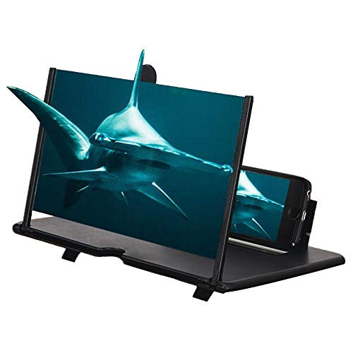 Screen Magnifier for Cell Phone, Foldable Phone Stand Accessories with Screen Amplifier, 12" HD Mobile Phone Magnifier 3D Projector Screen for Movie Video Live Broadcast, Fits All Phones (Black)