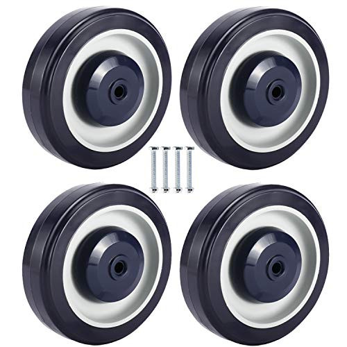 HighFree Shopping Cart Replacement Wheels Kit 5-inch Diameter Wheels with Axles Bolts, Set of 4