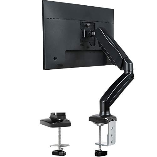 MOUNTUP Single Monitor Mount Stand - Height Adjustable Monitor Arm with Gas Spring, Desk Monitor Mount for 17 to 27 Inch Computer Screens with Clamp Mount, Grommet Base