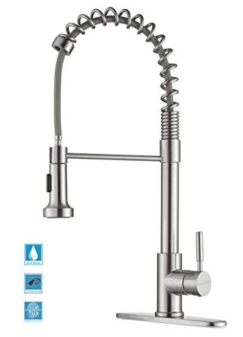 Kitchen Faucet with Sprayer, Kitchen Faucets with Pull Down Sprayer Brushed Nickel - Commercial Stainless Steel Pull Out Kitchen Sink Faucet Single Handle