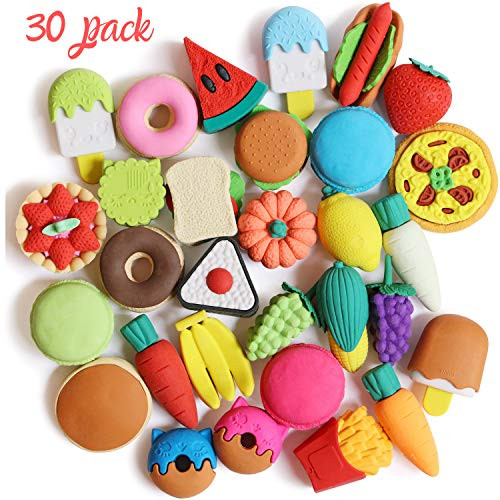 Mr. Pen- Food Erasers, Erasers, 30 Pack, Puzzle Erasers, Take Apart Erasers, Fruit Erasers, Pull Apart Erasers, Erasers for Kids, Fun Erasers, Gifts for Kids, Prizes for Kids Classroom, Pencil Erasers