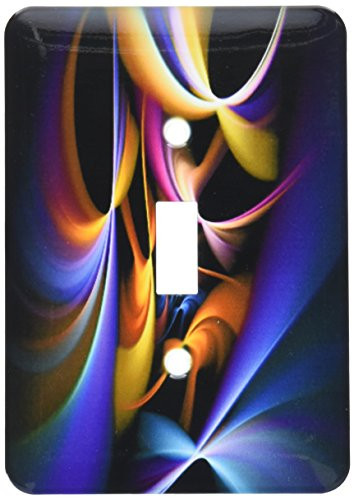 3dRose lsp_80605_1"Multi Color Fractal Single Toggle Switch, Multicolor