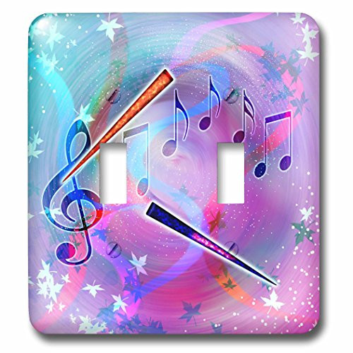 3dRose lsp_212831_2 Musical Themes Of Notes, Treble Clef, Pastel Colors And Flutes Double Toggle Switch