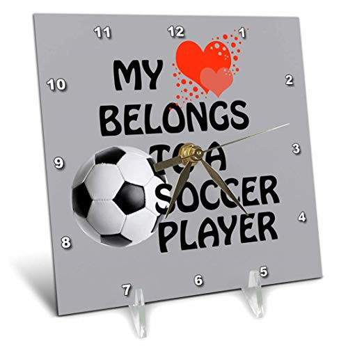 3dRose My Heart Belongs to A Soccer Player. Love Relationship Saying - Desk Clock, 6 by 6-Inch (dc_213147_1)