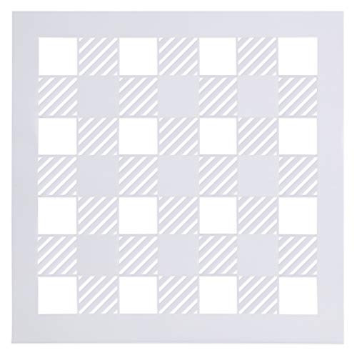 Buffalo Plaid Stencil 12x12 - Reusable Big Check Checker 18 Mil Mylar Template | 30.5 cm x 30.5 cm Milky White- DIY Farmhouse Pattern Stencil for Painting Wood & Wall Art