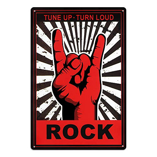 NaCraftTH [Tune Up - Turn Loud Metal Iron Tin Sign Music Rock Guitar Retro Classic Vintage Hanging Wall Art for Pub Bar Home Decor, 8"x12" (Tune Up)