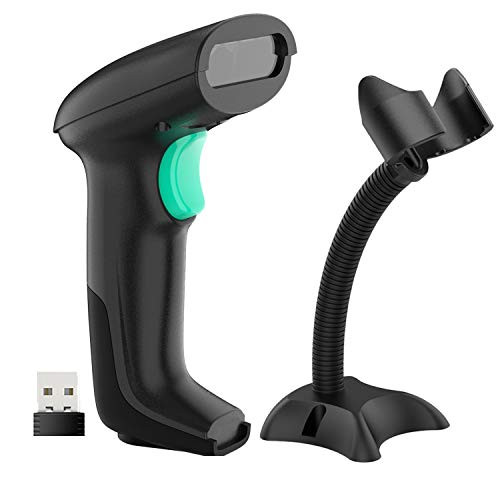 NADAMOO Wireless 2D Barcode Scanner, USB Cordless Bar Code Reader with Hands-Free Stand, Capture 1D 2D QR PDF417 Barcodes from Paper and Screen, with Automatic Image Sensing