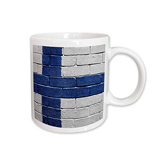 3dRose National Flag of Finland Painted Onto a Brick Wall Finnish Ceramic Mug, 11-Ounce