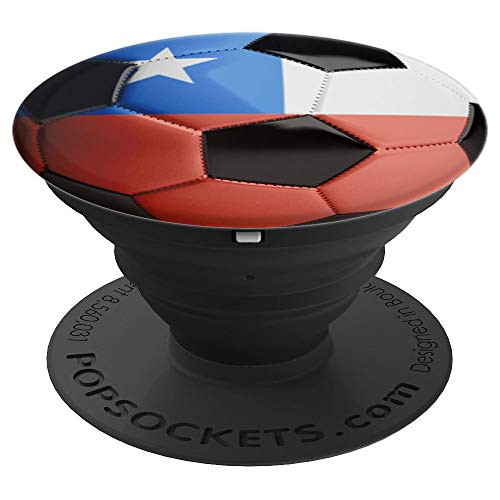 Chile Flag Football Soccer Ball PopSockets Grip and Stand for Phones and Tablets