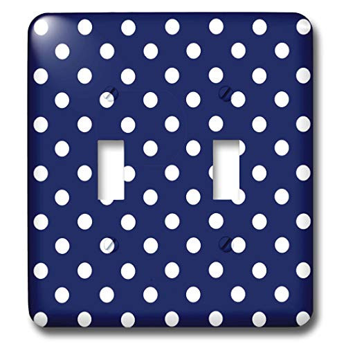 3dRose lsp_24685_2 Navy Blue and White Polka Dot Print Double Toggle Switch