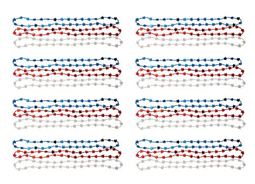 Bead Necklace - 24-Pack American Metallic Bead Necklaces with Stars, America-Themed, Patriotic Party Favors in 3 Assorted Colors, Red, White, and Blue