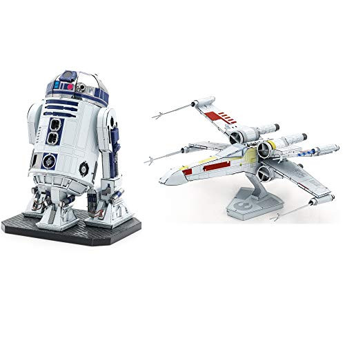 Fascinations Metal Earth ICONX 3D Metal Model Kits Star Wars Set of 2 - R2-D2 - X-Wing Starfighter Color