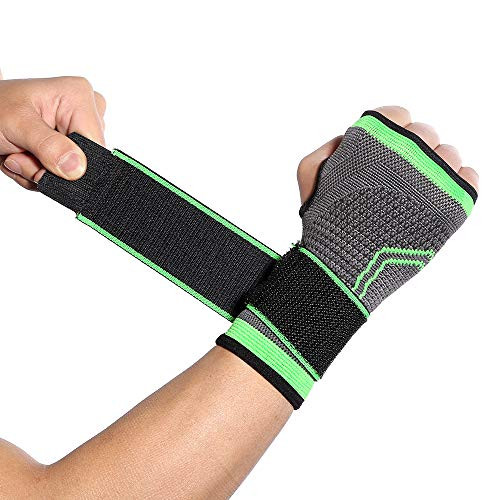 Wrist Support Sleeves with Adjustable Strap(one Pair)  Medical Compression for Carpal Tunnel and Arthritis,Wrist Pain Relief  Wrist Brace for Men and Women (Black Green, M)