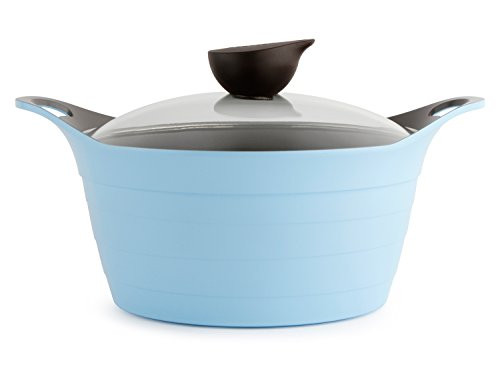 Neoflam Eela 4.5 QT Ceramic Nonstick Stockpot with Steam Releasing Lid in Light Blue