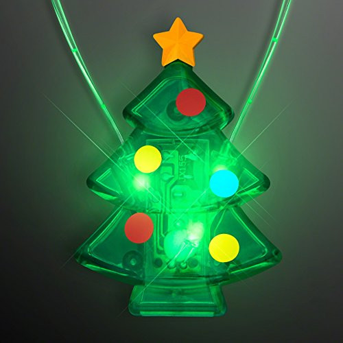 Green Flashing LED Light Up Christmas Tree Necklace