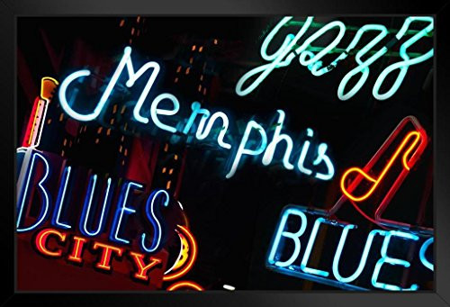 Neon Signs on Beale Street in Memphis Tennessee Photo Black Wood Framed Art Poster 20x14 Neon Signs on Beale Street in Memphis Tennessee Photo Black Wood Framed Art Poster 20x14