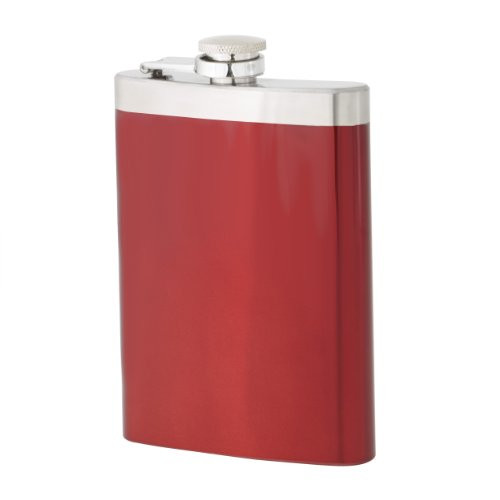 Pedrini Wine and Bar Flask (8-Ounce, Metallic Red)