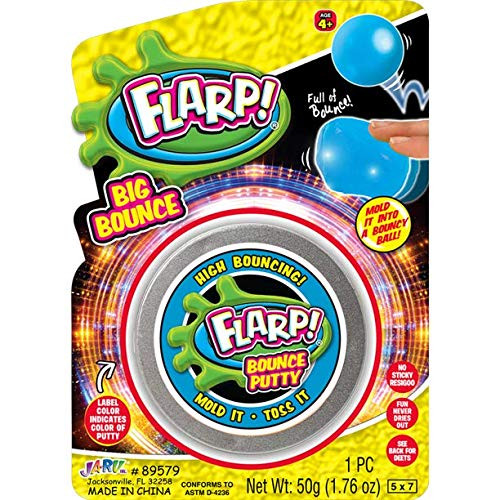 JaRu New Flarp Big Bounce Putty Crystal Clear, Green, Blue, Or Red, Colors Vary!