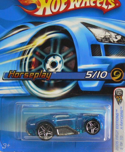 Hot Wheels Mattel 2005 First Editions 1:64 Scale X-Raycers Clear Blue Horseplay Die Cast Car #055
