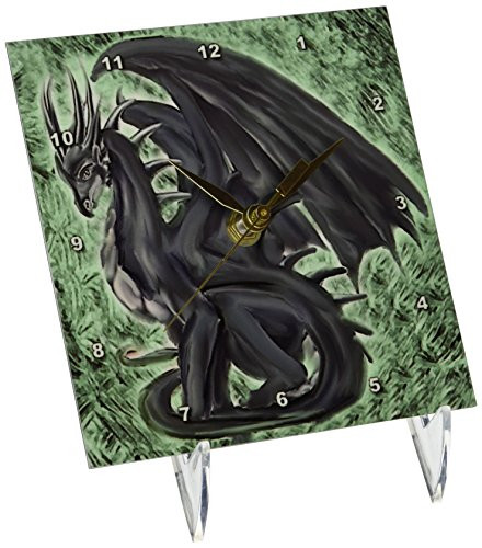 3dRose LLC Night Dragon Desk Clock, 6 by 6-Inch
