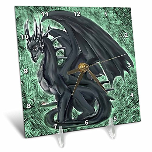 3dRose dc_4148_1 Night Dragon Desk Clock, 6 by 6-Inch