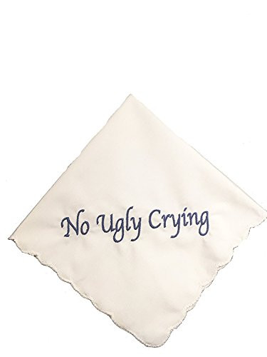 Perfect Bridesmaid Gift No Ugly Crying Wedding Handkerchief Embroidered (Dark Blue)