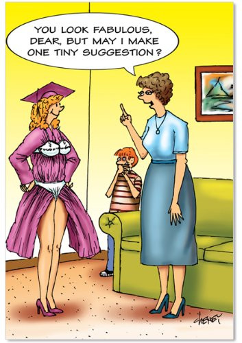 Graduations Tiny Suggestion - Hysterical Graduation Greeting Card with Envelope (4.63 x 6.75 Inch) - Formal Grad Clothes, Funny Congrats and Graduate Card for Daughter, Girl - Cartoon Stationery 5323