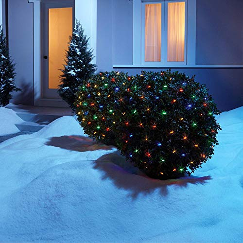 NOMA LED Net Christmas Lights | 100-Count Mini Lights | 4 ft x 4 ft Mesh | Outdoor/Indoor | Perfect for Bushes or Trees | Multi-Color