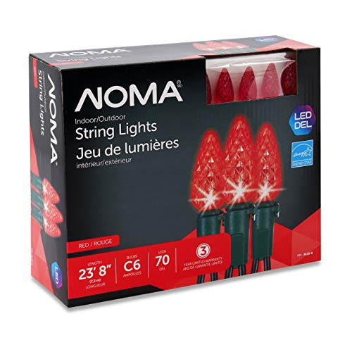 NOMA LED Christmas Lights | 70-Count C6 Red Bulbs | 23' 8" String Light | UL Certified | Outdoor & Indoor NOMA LED Christmas Lights | 70-Count C6 Red Bulbs | 23' 8" String Light | UL Certified | Outdoor & Indoor