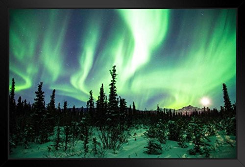 Northern Lights or Aurora Borealis Alaska Photo Black Wood Framed Art Poster 20x14 Northern Lights or Aurora Borealis Alaska Photo Black Wood Framed Art Poster 20x14