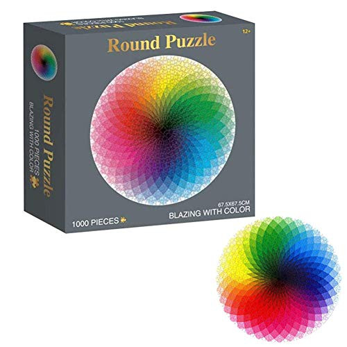 1000 Pieces Puzzles for Adults Jigsaw Puzzles for Adults Kids Color Rainbow Large Round Jigsaw Puzzle, DIY Educational Decompression Puzzle Game for Adults and Kids