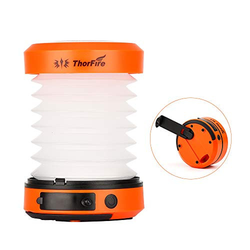 Thorfire LED Camping Lantern Lights Hand Crank USB Rechargeable Lanterns Collapsible Mini Flashlight Emergency Torch Night Light Tent Lamp for Camping Hiking Tent Garden Patio - CL01