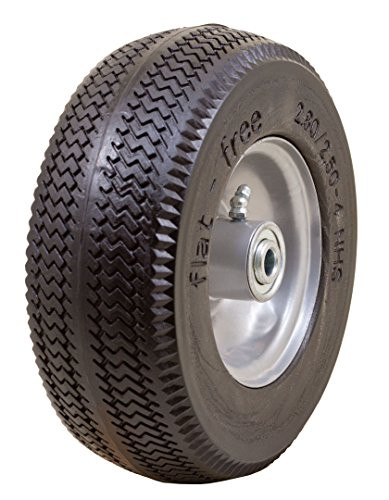 Marathon 2.80/2.50-4" Flat Free Hand Truck/Utility Cart Tire on Wheel, 3" Centered Hub, 3/4" Bearings