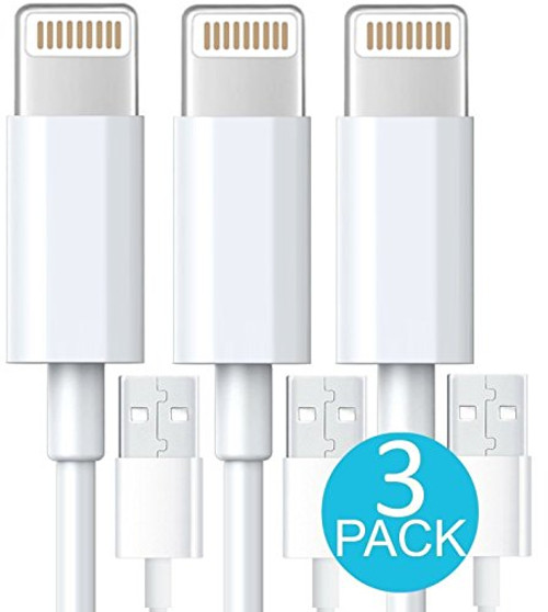 Tricon Charger, Lightning iPhone Cable, Certified 10 FEET / 3 Meter [Heavy Duty] Lightning to USB High Speed Sync & Charge Cord Charger for Apple iPhone iPad Air iPod, iOS10 (3 Pack) White