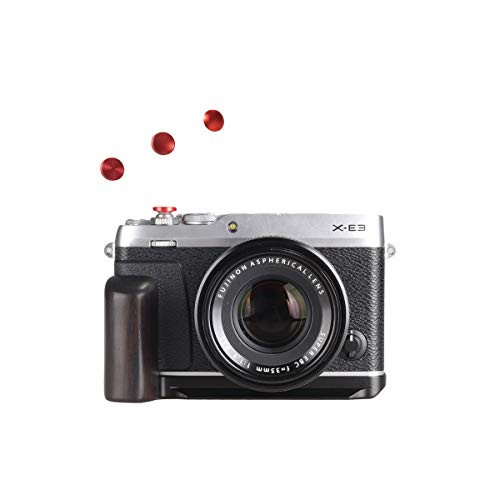 WEPOTO GP-XE3-B Metal Bracket Hand Grip Camera Wood Hand Grip Wooden Handle Black Sandalwood Hand Grip Tripod Quick Release Plate L Bracket For X-E3