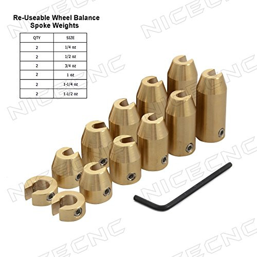 NICECNC 12 Pack Motorcycle Reusable Brass Wheel Spoke Balance Weights Refill Kits for Super Moto,Dual Sport,Metric Cruisers,Vintage or Any Other spoked Wheels