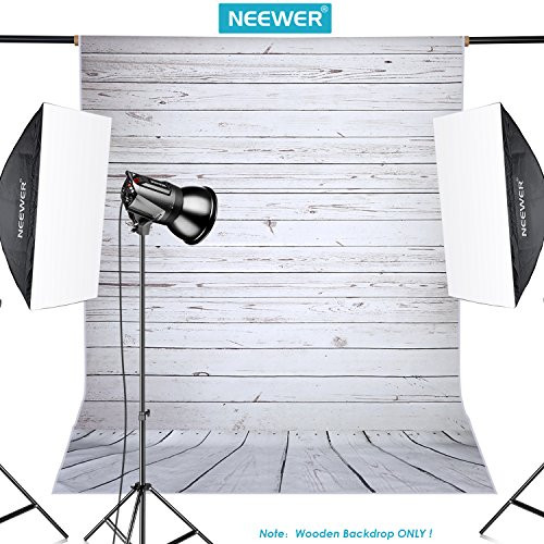 Neewer 5x7ft/152x213cm Light Grey 100% Polyester Wooden Backdrop Background for Photography Studio Video Shooting (Backdrop Only!)