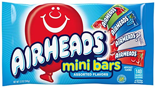 AirHeads Candy Variety Bag, Individually Wrapped Assorted Fruit Mini Bars, Party, Non Melting, 12 Ounces